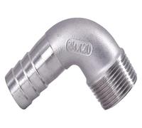 Connettori a gomito, in acciaio inossidabile, 1/8" 1/4" 3/8" 1/2" 3/4" 1" 2" BSPT maschio 6 8 10 12 14 15-60mm portagomma 90 gradi(1l2 BSPT To 6mm)