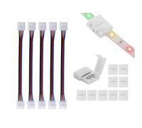 Connettori a striscia luminosa a LED per luci a banda RGB,10-Pack 4pin 8mm connettori senza saldatura Gapless, 5 pack striscia per spogliare connettore di espansione Jumper per striscia LED DIY