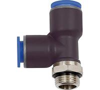 Connettori a T. » Serie blu, forma a L, girevole, G 1/2 a., per tubo esterno Ø 6 mm, dr. Max. 15 bar, plastica/MS vern.