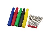 Connettori con spina a banana maschio da 4 mm Filo di saldatura assemblato Sonda di prova Connettori con foro da 4 mm Guaina Spine a banana(3 Red 3 Black)