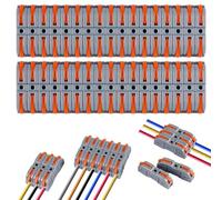 Connettori Elettrici con Polo, 34 Pezzi Terminali a Collegamento Rapido 1 Filo 2 Entrate, per Cavi Combinabili Liberamente, Domino, PA/PC Ritardante di Fiamma