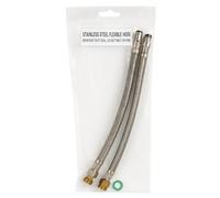Connettori flessibili monoblocco per rubinetto, in acciaio inox, approvati dal Regno Unito, M10 x 1/2" x 30 cm x 8 mm, coppia lunga e corta