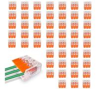 Connettori per Cavi a 3 Conduttori, 50 Morsetti Elettrici Rapidi 3 Port, 4 mm² Mammut per Cavi Elettrici, Connettori Elettrici Rapidi, Morsetto di Collegamento