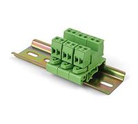 Connettori per Morsettiera PCB a 2 Pin con 10 cm Guida Din- LNSYSNS Morsettiera Plug in Vite, Tensione 300V, Corrente 15A - Connettori per Morsettiera a Vite PCB con Passo 5,08 mm