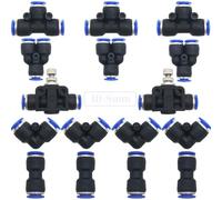 Connettori Pneumatici, CESFONJER 16 pcs Raccordi Rapidi da Pneumatico Kit, per tubo PU/PE/nylon da 8 mm (Y + T + L + I tipo + controllo Valvola a farfalla