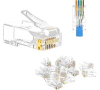 Connettori RJ45 CAT6 Passanti 25 Pezzi, Plug LAN Con Blocco Fisso 50Μ Placcata O