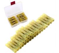 Connettori termorestringenti, CESFONJER Kit di connettori terminali a cricchetto, connettori senza saldatura, connettori per cavi impermeabili gialli adatti per cavi da 12 a 10 AWG (30 pezzi)