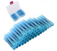 Connettori termorestringenti, kit terminale a crimpare CESFONJER, terminali per connettori termorestringenti, giunto a crimpare, 40 terminali senza saldatura per cavi AWG 16-14 (blu)