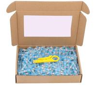 Connettori Termoretraibili Saldanti Connettori termorestringenti, terminali a manicotto, connettori elettrici a giunzione di testa, for cavi a saldare(Blue AWG 16-14,100pcs)