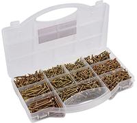 Connex Assortimento di viti universali, 1700 pezzi, a testa svasata, filettatura completa, giallo zincato, set di viti, scatola di assortimento, DP8500132