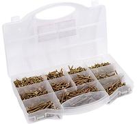 Connex Assortimento di viti universali, 900 pezzi, a testa svasata, filettatura completa, giallo zincato, set di viti, scatola di assortimento, DP8500130