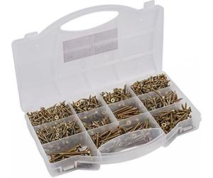 Connex Assortimento di viti universali, 900 pezzi, a testa svasata, testa Pozidriv, filettatura completa, zincata, set di viti, scatola di assortimento, DP8500131
