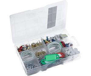 Connex Assortimento per la casa 182 pezzi + 120 g - Ganci da parete, chiodi, aghi per bacheche & Co. - Predisposti in una pratica scatola di plastica, universale, assortimento