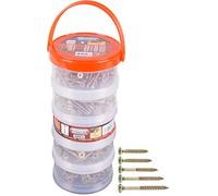 Connex B30304 - Viti universali assortite, scatola impilabile, 480 pezzi | Varie misure in scatola impilabile, testa svasata, PZ Pozidriv, filettatura completa e parziale, set di viti, scatola di viti