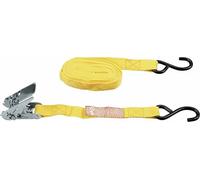 Connex B34409 - Cinghia di ancoraggio in due pezzi, 5 m x 25 mm, portata massima 245 kg, con cricchetto standard e gancio a S, in polipropilene/cinghia di tensione/fusibile di carico/cinghia a