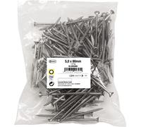 Connex KL3265080 - Viti universali, 5,0 x 80 mm, confezione grande da 1 kg, testa svasata, attacco TX - parzialmente filettate - in acciaio inox
