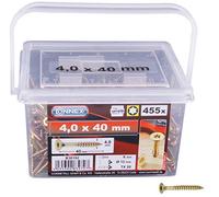 Connex Viti universali 4,0 x 40 mm - 455 pezzi nel set - testa svasata - attacco TX - filettatura parziale - giallo zincato/set di viti/secchio viti / B30192