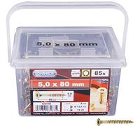 Connex Viti universali 5,0 x 80 mm - 140 pezzi in set - testa svasata - attacco TX - filettatura parziale - giallo zincato/set di viti/secchio viti / B30196