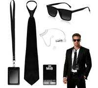 Connextion Agent Men in nero, set di accessori per costume di intelligence, agente spia, accessori per costume con occhiali da sole neri, per bambini, uomini e donne, carnevale, cosplay