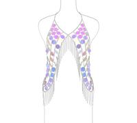 Connie Cloris Donne Sexy Un Pezzo Catena Del Corpo Della Nappa Cristallo Bikini Beach Club Body Jewelry, One Size, Metallo non prezioso, Nessuna pietra preziosa