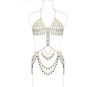 Connie Cloris Donne Sexy Un Pezzo Catena Del Corpo Della Nappa Cristallo Bikini Beach Club Body Jewelry, One Size, Metallo non prezioso, Nessuna pietra preziosa