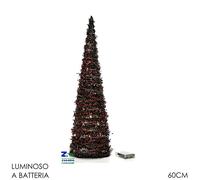 CONO ALBERO VERDE LUMINOSO A BATTERIA CON 20 LED CM 60 H DEORAZIONE NATALIZIA