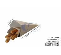 CONO DA FRITTI SET 50 PZ. CM.9,5X9,5X22,5h AVANA-BIANCO PESCE FRITTELLE STUZZICH