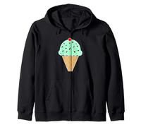 Cono Gelato alla Menta con Gocce di Cioccolato Felpa con Cappuccio