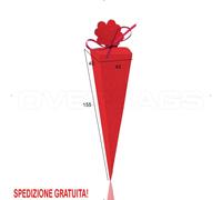 CONO SCATOLA BOMBONIERA CONFETTI RISO MATRIMONIO REGALO ROSSO 40X40X155