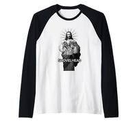 Cono Shovelhead BW HD Gesù Cristo Retro Motore Moto Maglia con Maniche Raglan