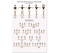 Conoscenza del balletto Targhe in metallo Le cinque posizioni di base del balletto Retro Poster in latta Decorazione della stanza Club scolastico Decorazione della parete di casa Targa 8x12 pollici