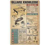 Conoscenza del biliardo Cartelli in metallo Vintage Comprendere Informazioni sul biliardo Ta di piallatura Targa in metallo per caffetteria Bar Club Arredamento per la casa Cucina Conoscenza Ta