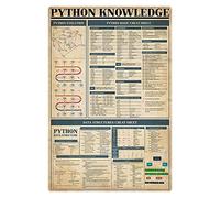 Conoscenza di Python Targhe in metallo in metallo Guida ai linguaggi di programmazione per computer Poster Targhe educative retrò per ufficio Decorazioni per pareti per aule domestiche 12x16 pollici