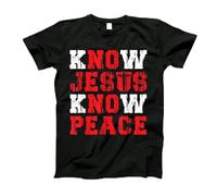 Conosci Gesù Conosci La Pace Divertente Religioso Cristo Cristianesimo Maglietta Uomo Girocollo Maglietta T-Shirt Casual Magliette Basic per Hip-Hop Sport Palestra L