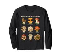 Conosci i Tuoi Funghi Forager Micologia Grafico Maglia a Manica