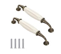 CONPHERON 2 pezzi Ceramica Maniglie per Mobili Tiretti ad Arco Porta Retrò Cucina Cassetti Armadietti Manopole Antico Armadio Maniglie Guardaroba Maniglia Bianco 128 mm