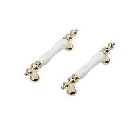 CONPHERON 2 Pz Ceramica Maniglie per Arco Bianco Vintage Maniglia per Porta Maniglie per Mobili Ringhiera Maniglia per Barra Cucina Armadio Pomelli Cassetto Maniglie 96mm