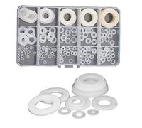 CONPHERON 215 Pezzi Bianco Guarnizione in Nylon, Rondella Piatta Plastica Assortimento Kit, Distanziatore Isolante, M2 M3 M4 M5 M6 M8 M10 M12 M14 M16 M18 per Meccanica