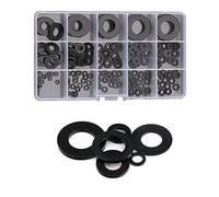 CONPHERON 215 Pezzi Nero Guarnizione in Nylon, Rondella Piatta Plastica Assortimento Kit, Distanziatore Isolante, M2 M3 M4 M5 M6 M8 M10 M12 M14 M16 M18 per Meccanica