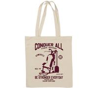 Conquer All Fitness Movement Be Stronger Everyday - Borsa tote in cotone naturale, colore: Bianco