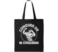 Conquer Or Be Conquered Flex Borsa Tote in Cotone Ecologico Naturale Nero, Nero , Taglia unica
