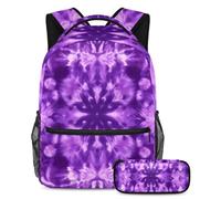 Conquer The Classroom con il nostro set di 2 zaini per bambini, zaino e astuccio di grande capacità per ragazzi ragazze adolescenti, giallo tie dye, Multicolore#08, B:29.4x20x40cm P:19x7.5x3.8cm,