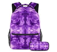 Conquer The Classroom con il nostro set di 2 zaini per bambini, zaino e astuccio di grande capacità per ragazzi ragazze adolescenti, giallo tie dye, Multicolore#07, B:29.4x20x40cm P:19x7.5x3.8cm,