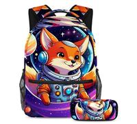 Conquer The Classroom con il nostro set di 2 zaini per bambini, zaino e astuccio di grande capacità per ragazzi ragazze adolescenti, coniglio carino nello spazio, Multicolore#05, B:29.4x20x40cm\