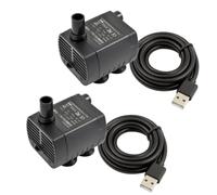 CONQUERALL 2 pompe sommergibili ad acqua DC 5 V alimentate tramite USB, silenziose, con luce LED, 1 W, 0,5 m, per fontana d'acqua per animali domestici (nero)