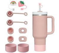CONQUERALL Set di protezione per tazze rosa Tappo di paglia Tappo di fuoriuscita Tappo di fuoriuscita Manicotto in silicone per Stanley Cup Universale