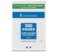 conquérant fogli semplici perforate A4 90 g 200 pagine Fogli non forati Seyès Copies Doubles non perforées Conquérant - 200 pages A4 70g - Grands carreaux Seyès. Conquérant a développé une réglure 2 couleurs, en partenariat avec des ophtalmologiste : les lignes principales sont violettes et les interlignes sont bleues. Cette réglure réduit l'effet de la fatigue chez l'enfant et améliore efficacement sa concentration. bianco