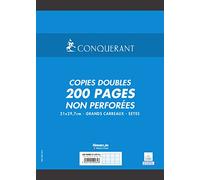 conquérant fogli semplici perforate A4 90 g 200 pagine Fogli non forati Seyès Copies Doubles non perforées Conquérant - 200 pages A4 70g - Grands carreaux Seyès. Conquérant a développé une réglure 2 couleurs, en partenariat avec des ophtalmologiste : les lignes principales sont violettes et les interlignes sont bleues. Cette réglure réduit l'effet de la fatigue chez l'enfant et améliore efficacement sa concentration. bianco