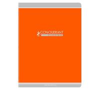 Conquérant Quaderno classico 24 x 32 cm, a quadretti grandi, Seyès, 96 pagine pinzate, copertina in cartoncino riciclato, arancione