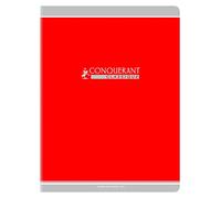 Conquérant Quaderno classico 24 x 32 cm, a quadretti grandi, Seyès, 96 pagine pinzate, copertina in cartoncino riciclato, rosso